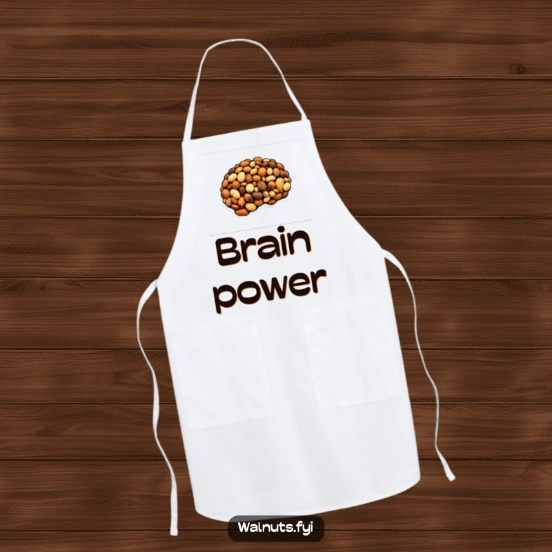 Funny apron designed as a brain made of nuts, perfect for cooking with intelligence and humor, a funny gift.