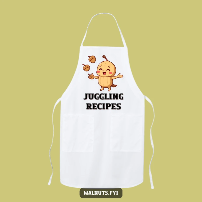 Funny Juggling Walnut Apron: Cook with skill, the ultimate funny gift.