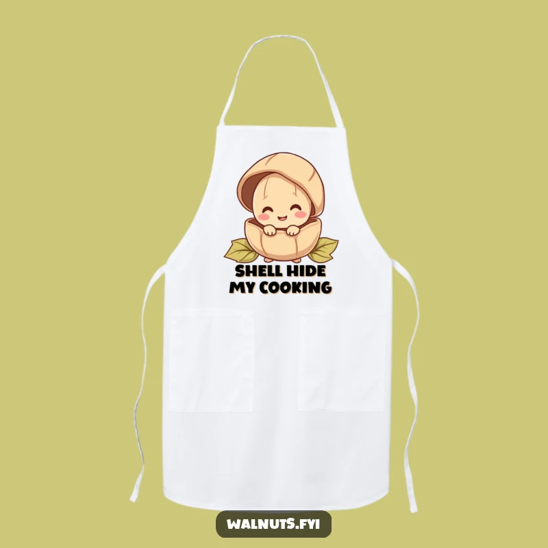 Funny Peeking Walnut Apron: Happy Character Hiding, Kitchen Funny Gift