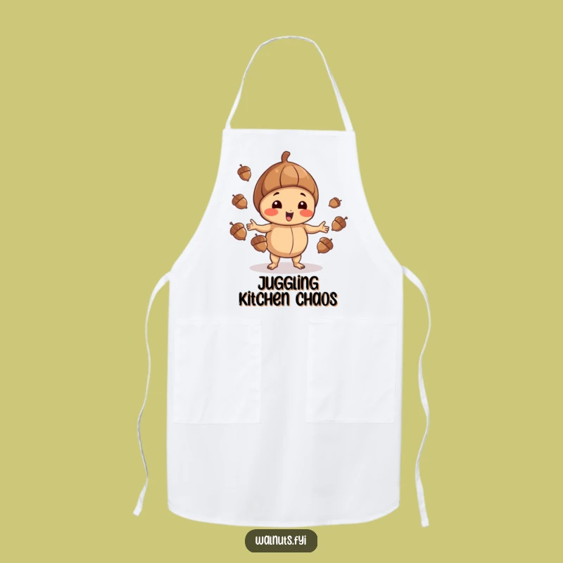 Funny Walnut Juggling Apron: Playful Chef Nut, Acorn Kitchen Skill, Perfect Funny Gift