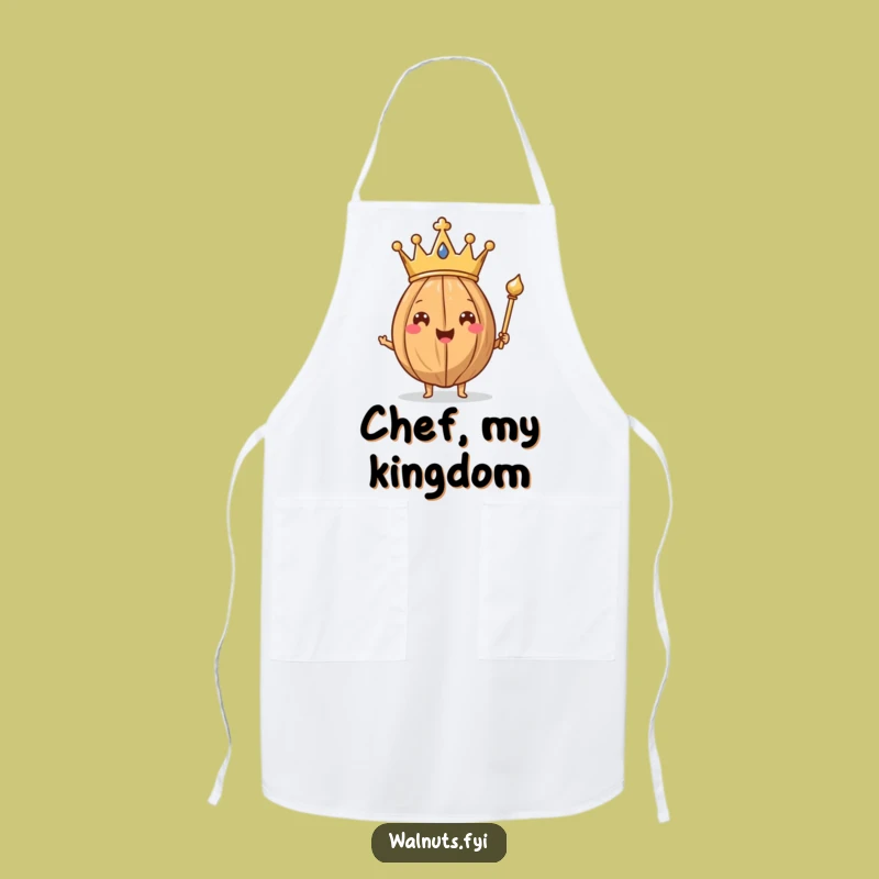 Funny Walnut King Apron - Royal Nut Holding Scepter, Kitchen Royalty Funny Gift!