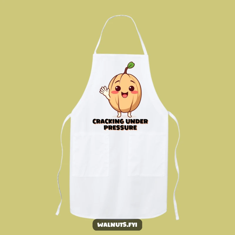 Funny Waving Walnut Apron a Cheerful Character Kitchen Accessory Gift