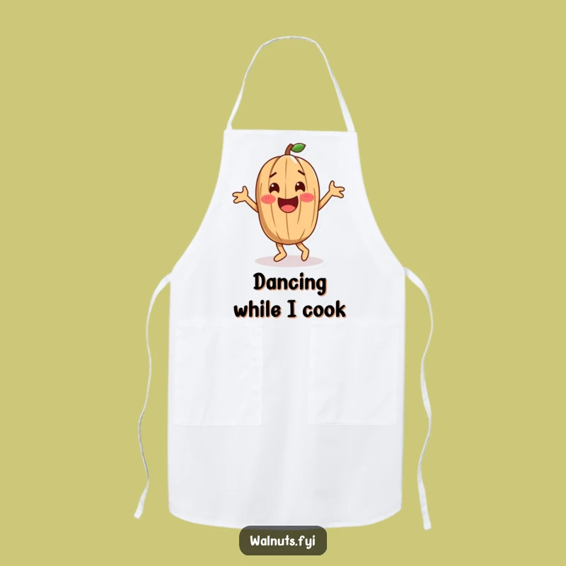 Happy Dance Walnut Apron: Playful Kitchen Style, Hilarious Gift for Cooks