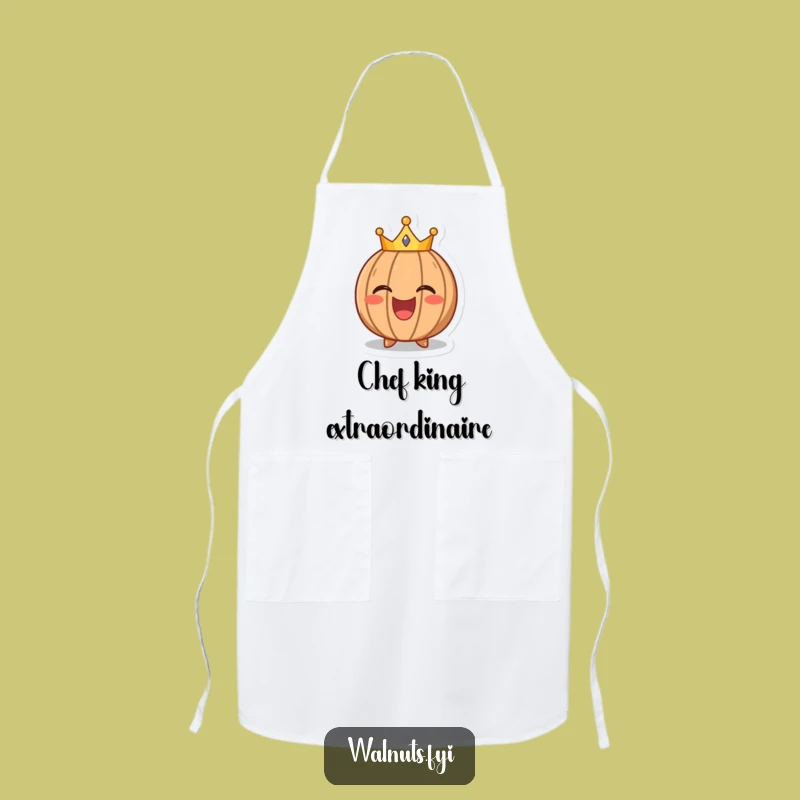Laughing Walnut Crown Apron: Funny Kitchen Wear for Regal Cooks