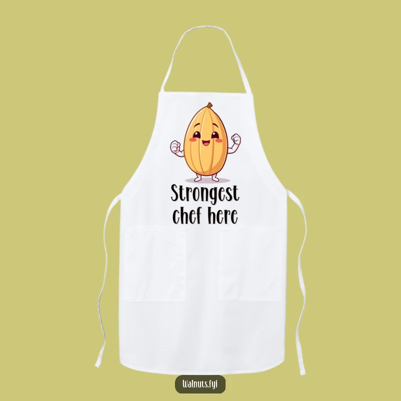Funny Almond Flex Apron - Smiling Nut Showing Muscle, Kitchen Strength Funny Gift!