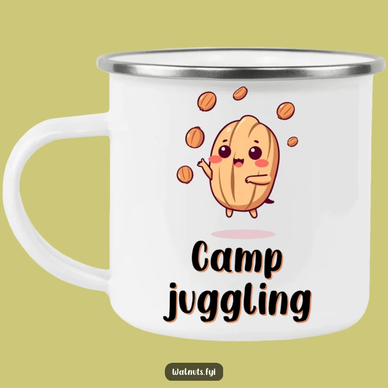 Adventure Funny Kawaii Walnut Juggling Camping Mug - Campfire Performances Guaranteed
