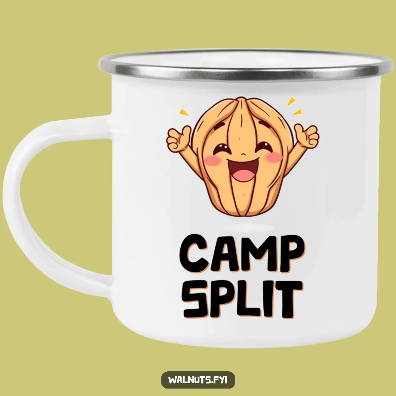 Adventure Funny Kawaii Walnut Split Camping Mug - Campfire Celebrations Guaranteed