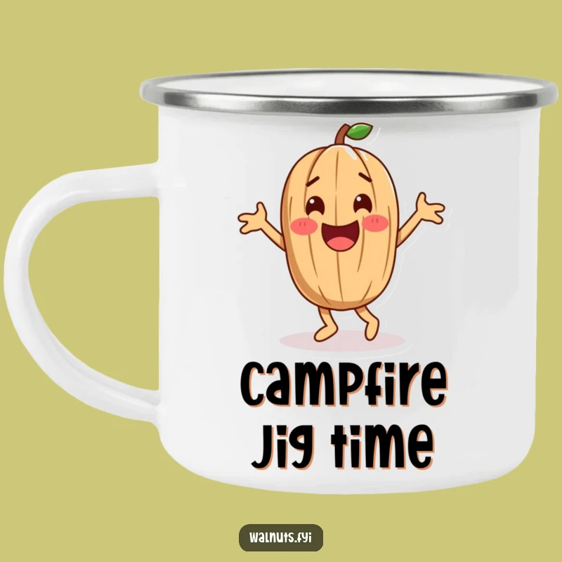 Happy Dance Walnut Camping Mug: Playful Adventures, Hilarious Outdoor Gift