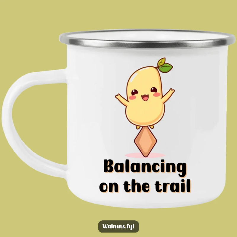 Funny Cheerful Cashew Balancer Camping Mug - Sip with Nutty Stability