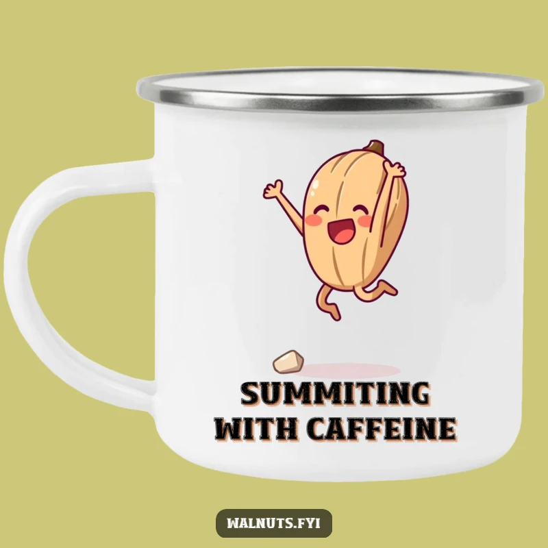 Funny Climbing Walnut Camping Mug: Enjoy Your Brew with a Hilarious Triumph