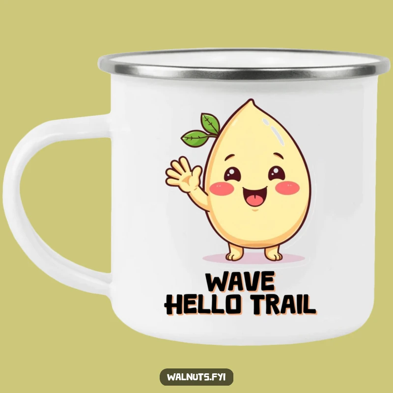 Funny Kawaii Cashew Wave Camping Mug - Friendly Greetings Outdoors