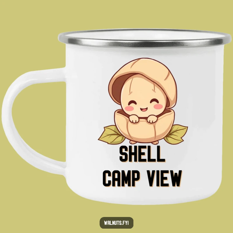 Funny Peeking Walnut Camping Mug: Durable Happy Character, Outdoor Funny Gift