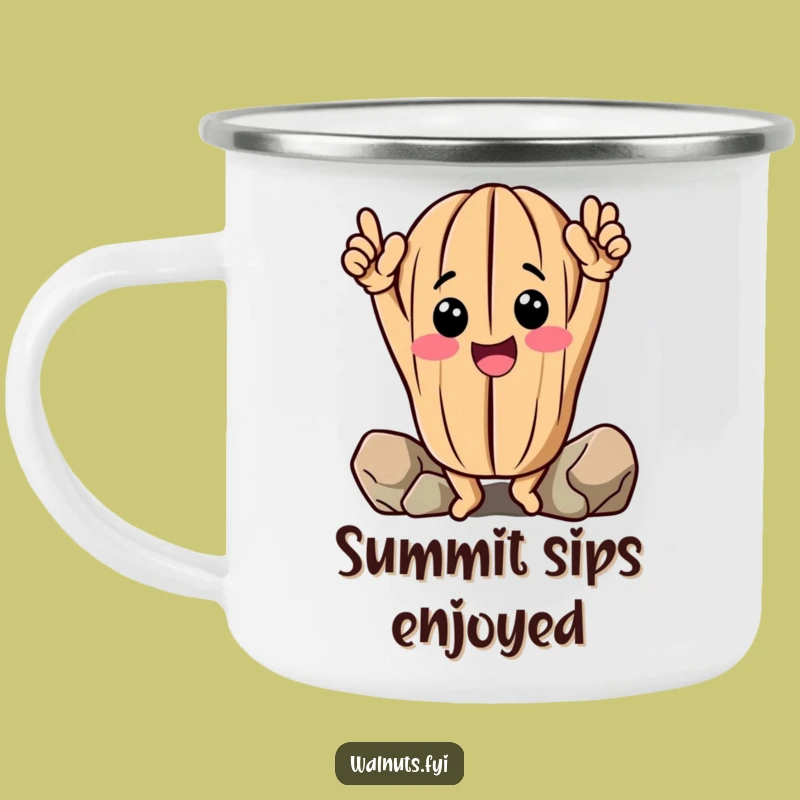 Funny Walnut Camping Mug: Climbing Nut Enamel Mug, Humorous Outdoor Gift