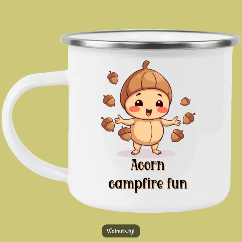 Funny Walnut Juggling Camping Mug: Playful Nut Skill, Outdoor Acorns, Perfect Funny Gift