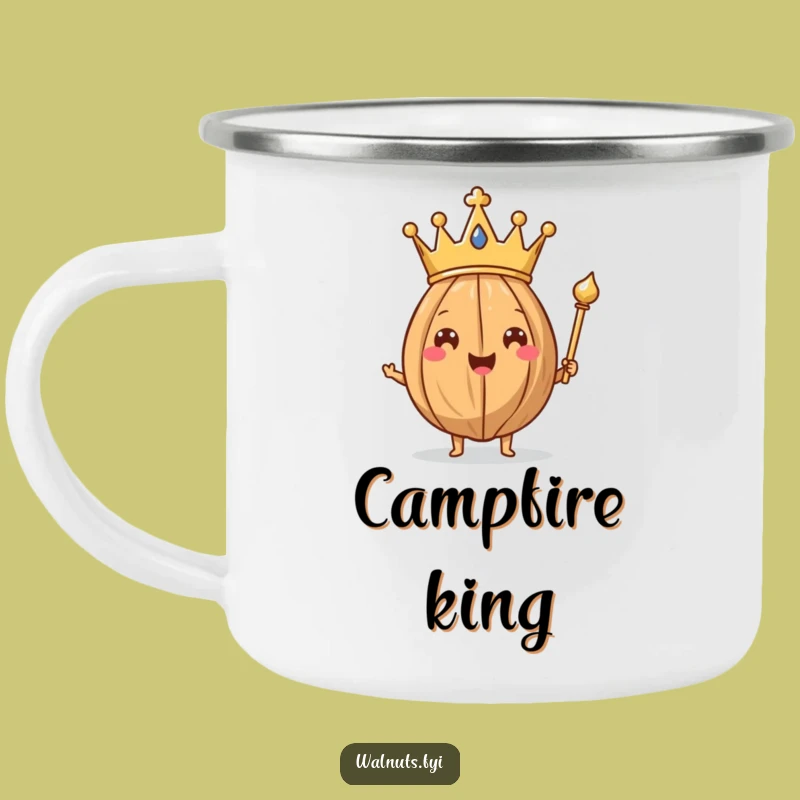 Funny Walnut King Camping Mug - Royal Nut Holding Scepter, Adventurous Funny Gift!
