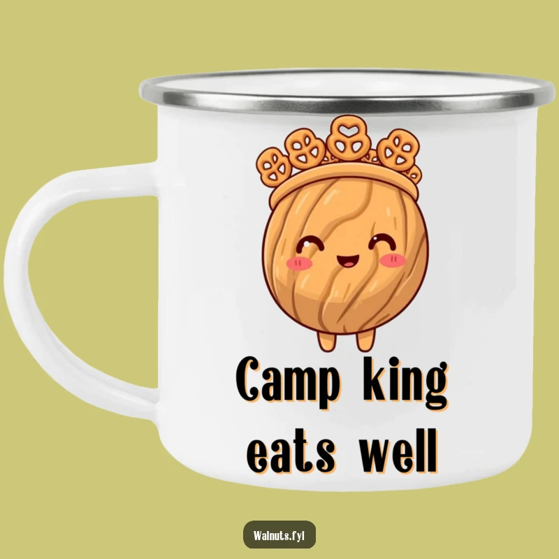 Funny Walnut King Crown Camping Mug - Regal Outdoor Hydration