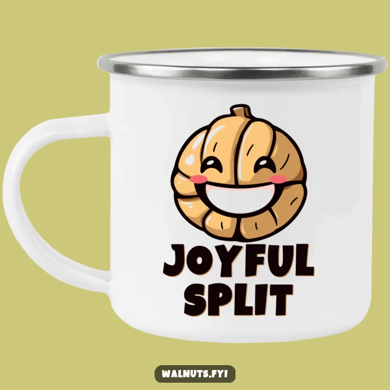 Funny Grinning Walnut Camping Mug - Smile Brighter Outdoors!