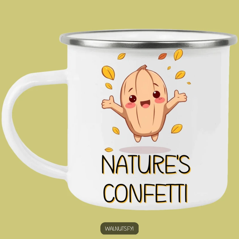 Funny Autumn Walnut Camping Mug: Outdoor fall vibes, a perfect funny gift.