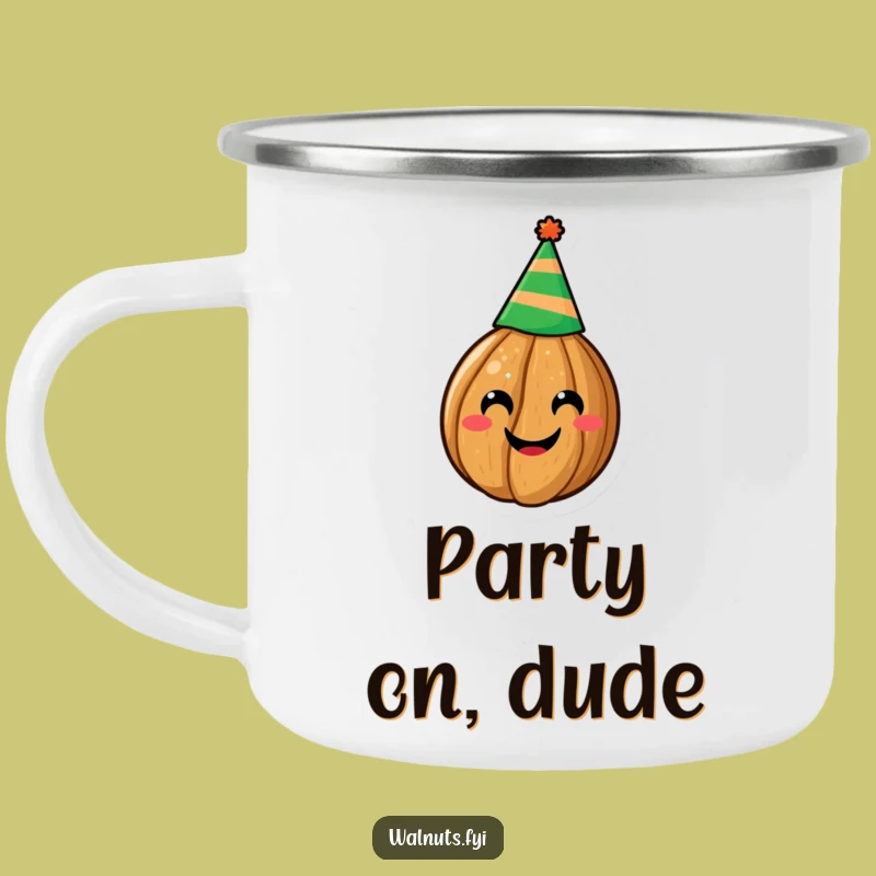Funny Walnut Party Hat Camping Mug - Adventure Hilarious Gift!