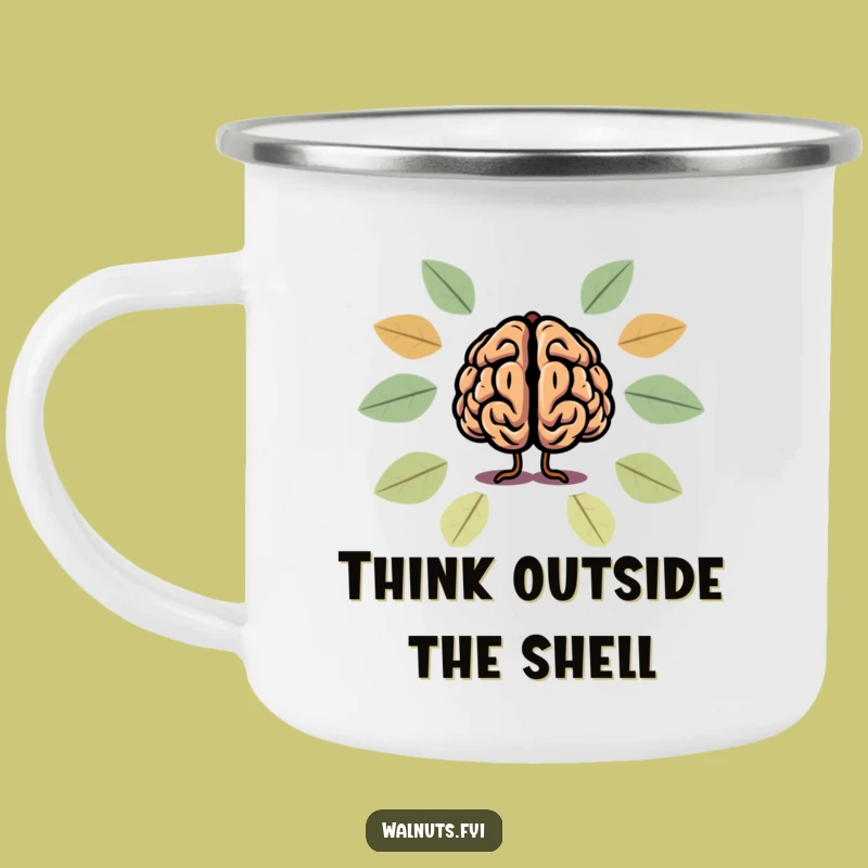 Funny Brain Walnut Camping Mug: Smart Sips Outdoors!
