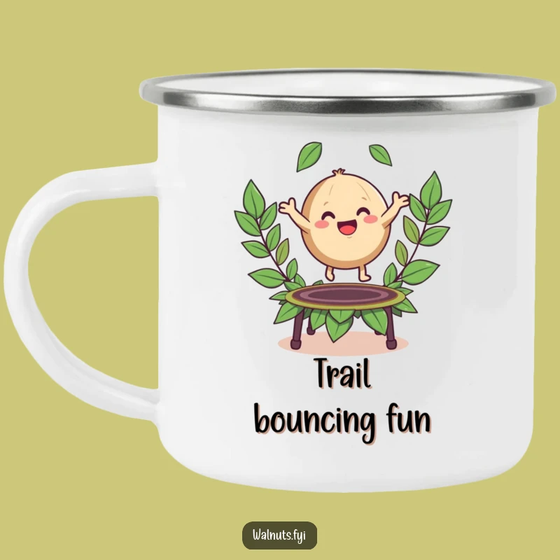 Funny Walnut Trampoline Camping Mug: Your Playful Outdoor Companion