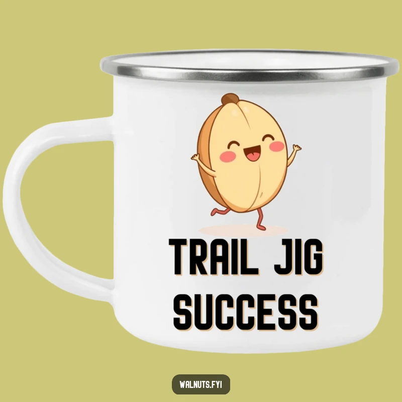 Funny Happy Walnut Jig Camping Mug: Your Joyful Companion for Outdoor Fun