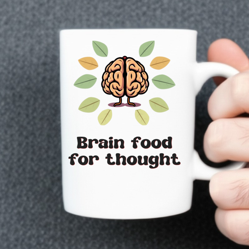 Smart Thinking Brain Walnut Coffee Mug 