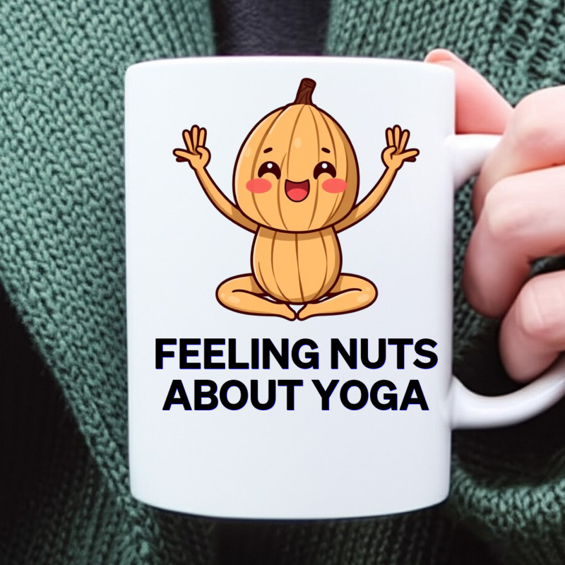 Walnut Yoga Mug Playful Pose Coffee Cup 