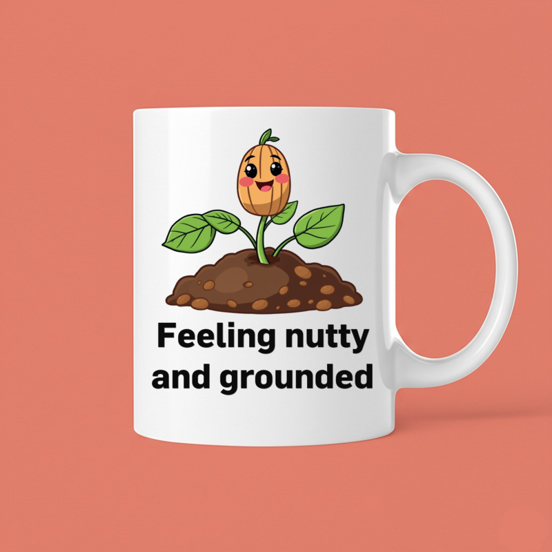 Happy Walnut Sprout Coffee Mug Seeds of Joy 