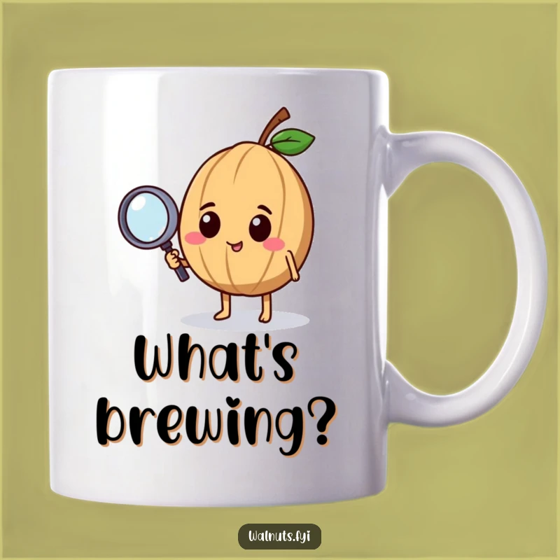 Funny Curious Walnut Mug: Detective Character Gift for Investigators
