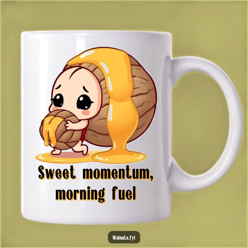 Funny Determined Walnut Pushing Honey Mug - Hilarious Nutty Gift Idea