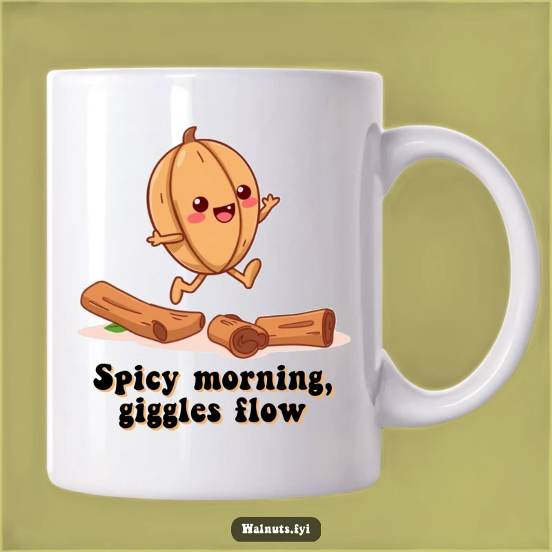 Funny Giggling Walnut Skipping Cinnamon Trail Mug - Joyful Nutty Gift