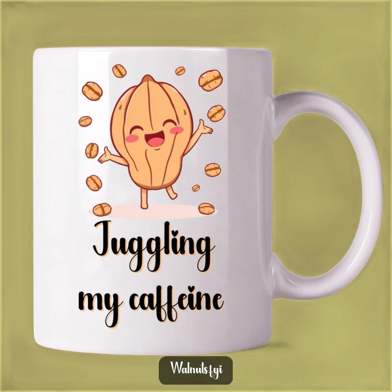 Funny Juggling Walnut Mug: Joyful Character Playing, Skillful Funny Gift for Nut Lovers