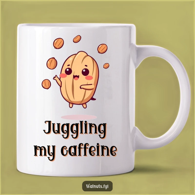 Funny Kawaii Walnut Juggling Mug - Hilarious Nutty Performance Gift for Coffee Lovers