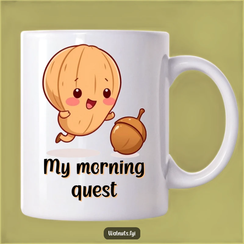 Funny Kawaii Walnut Chasing Acorn Mug - Perfect Playful Gift for Nut Lovers