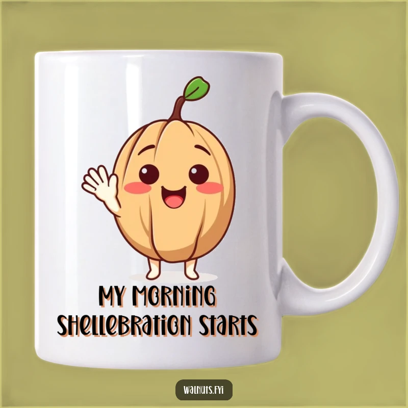 Funny Waving Walnut Mug a Delightful Character Gift for Nut Lovers