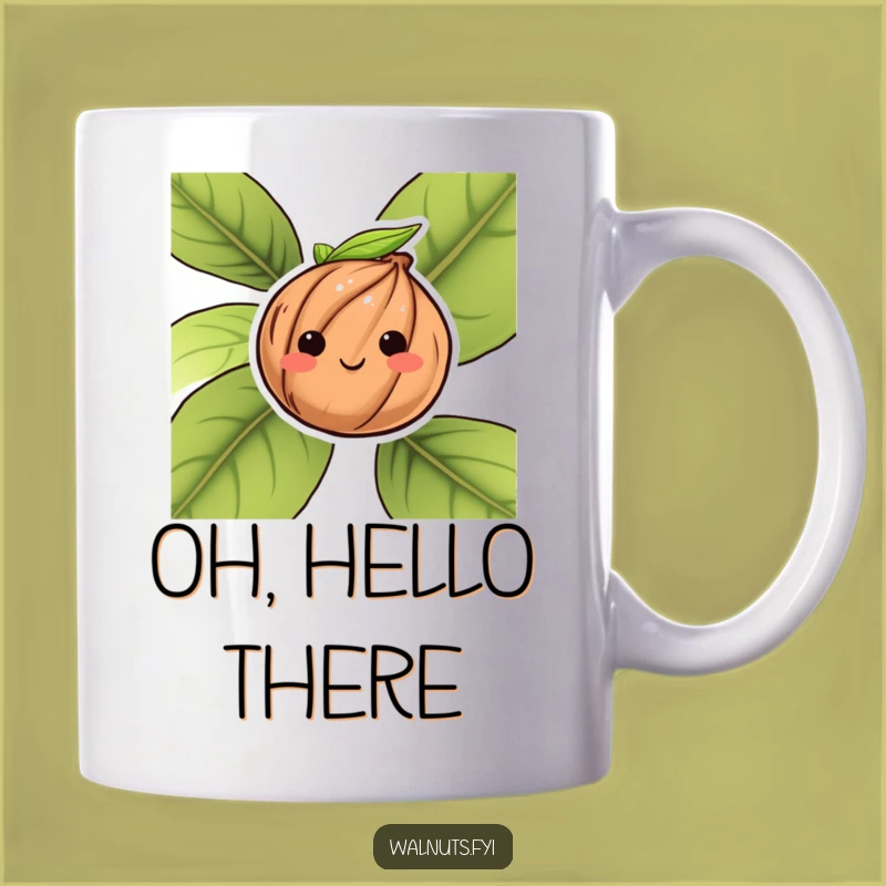 Funny Blushing Walnut Mug: Shy Smiles and Coffee Delight