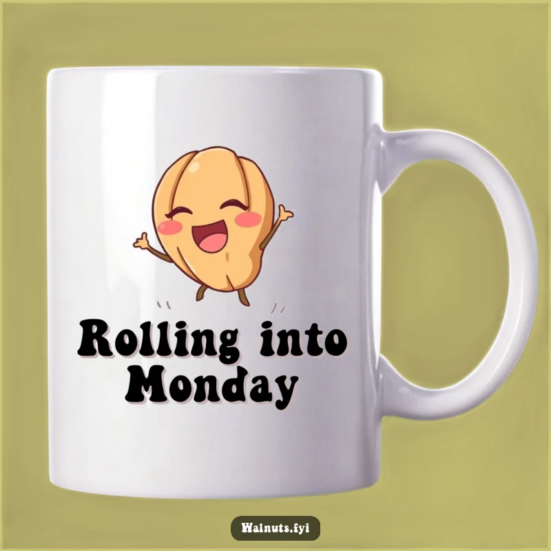 Funny Kawaii Walnut Mug: Energetic laughs roll in, a perfect hilarious gift.