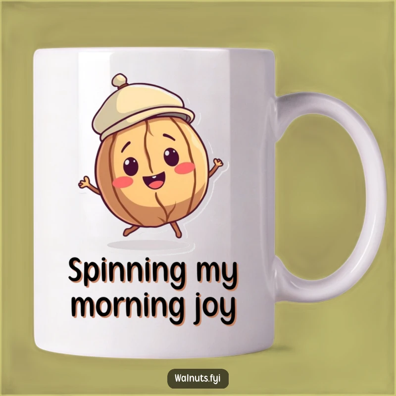 Funny Walnut Dancer Mug: Jaunty Cap & Spin, Perfect Gift for Fun Lovers