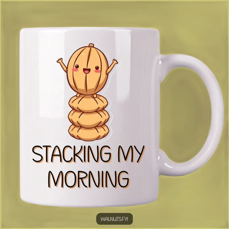 Funny Kawaii Walnut Balancing Act Mug - Hilarious Nut Stack Gift for Coffee Lovers
