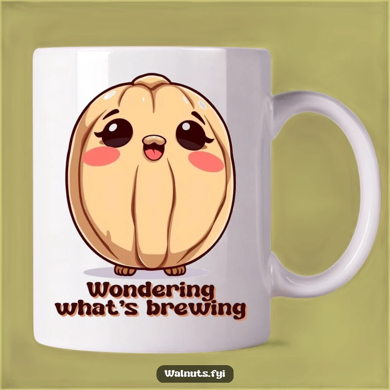 Funny Curious Walnut Mug, Contemplate Wonder with Every Sip