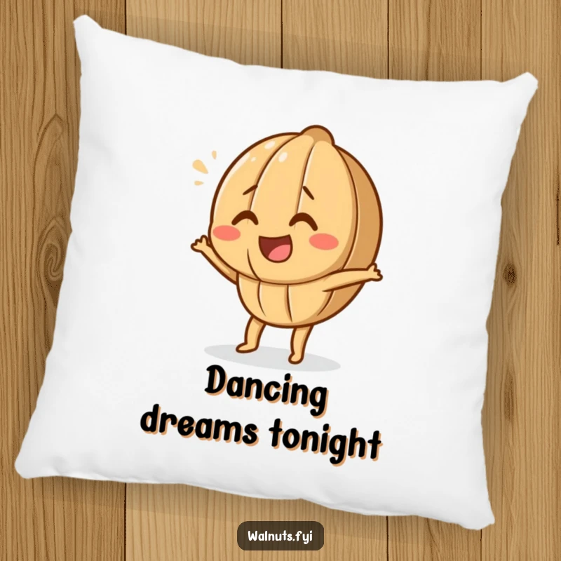 Funny Dancing Walnut Pillow featuring a cute walnut character doing a silly dance, perfect for comfort and playful decor.
