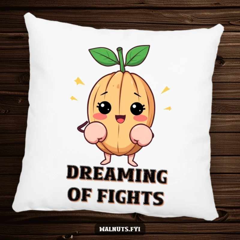 Funny Walnut Pillow: Happy walnut wearing tiny boxing gloves, comfortable and spirited, perfect funny gift.