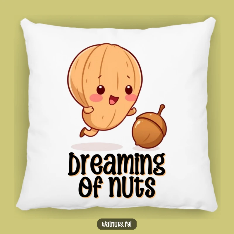 Cozy Funny Kawaii Walnut Pillow - Playful Acorn Chase Accent Cushion