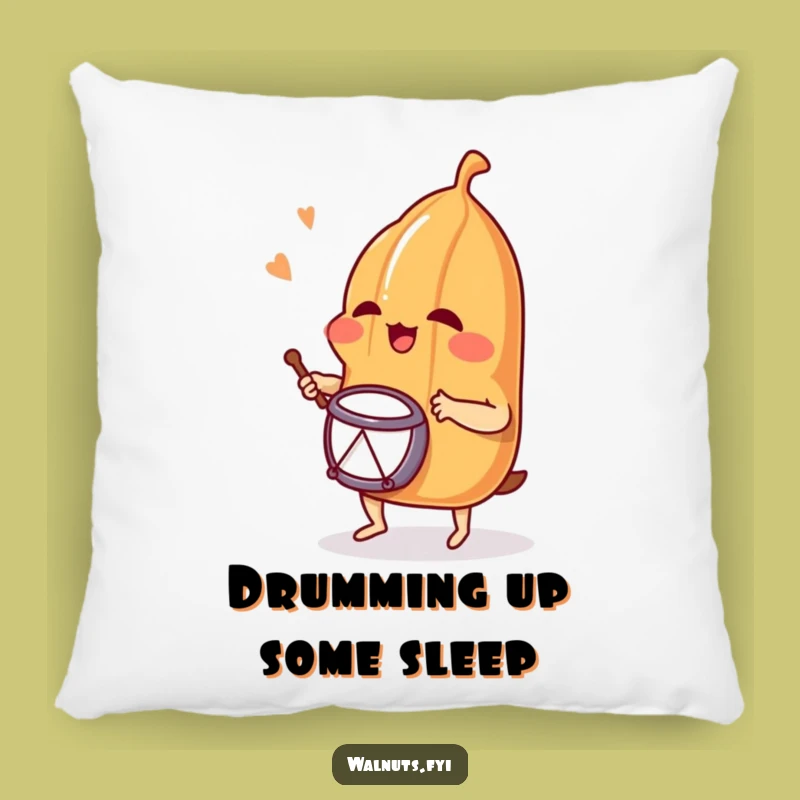 Funny Giggling Pecan Drummer Pillow - Cozy Up with Nutty Musical Charm