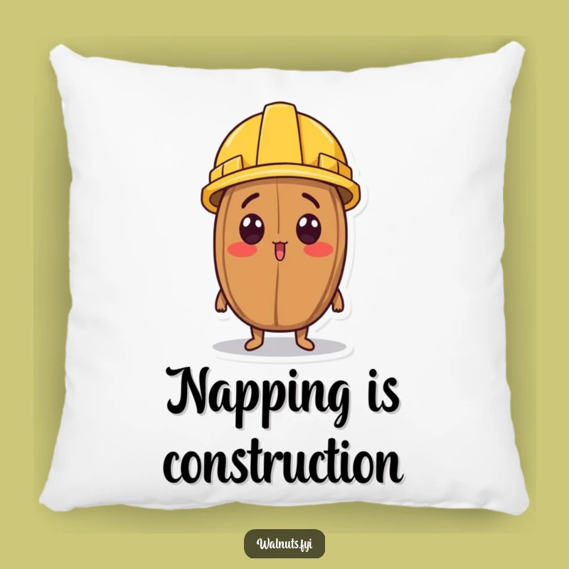 Funny Surprised Walnut Construction Pillow - Comfy & Amusing Decor