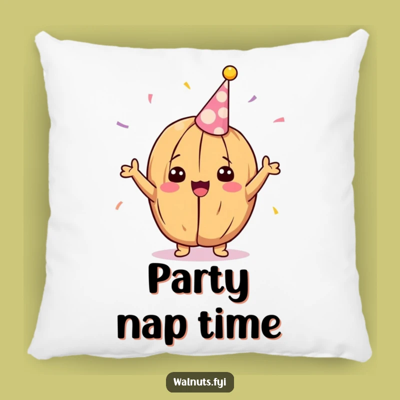 Cozy Funny Kawaii Party Walnut Pillow - Cheerful Celebration Cushion