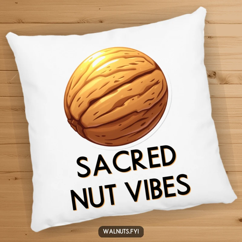 Funny pillow featuring a softly glowing walnut, perfect for adding mystical charm and comfort.