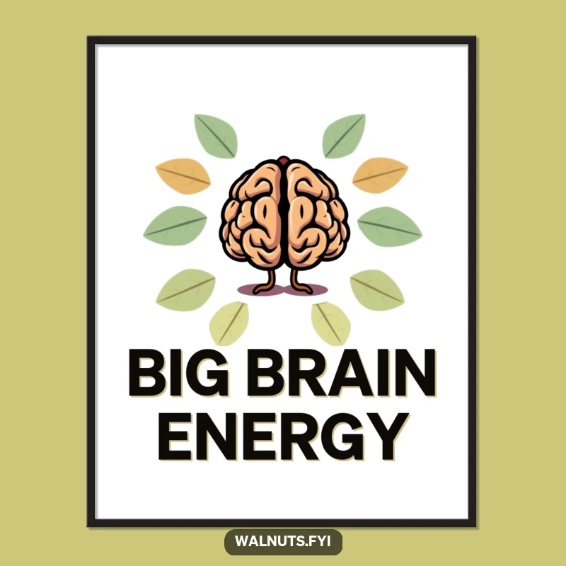 Funny Brain Walnut Digital Art: Hilarious Smart Decor for Your Walls!