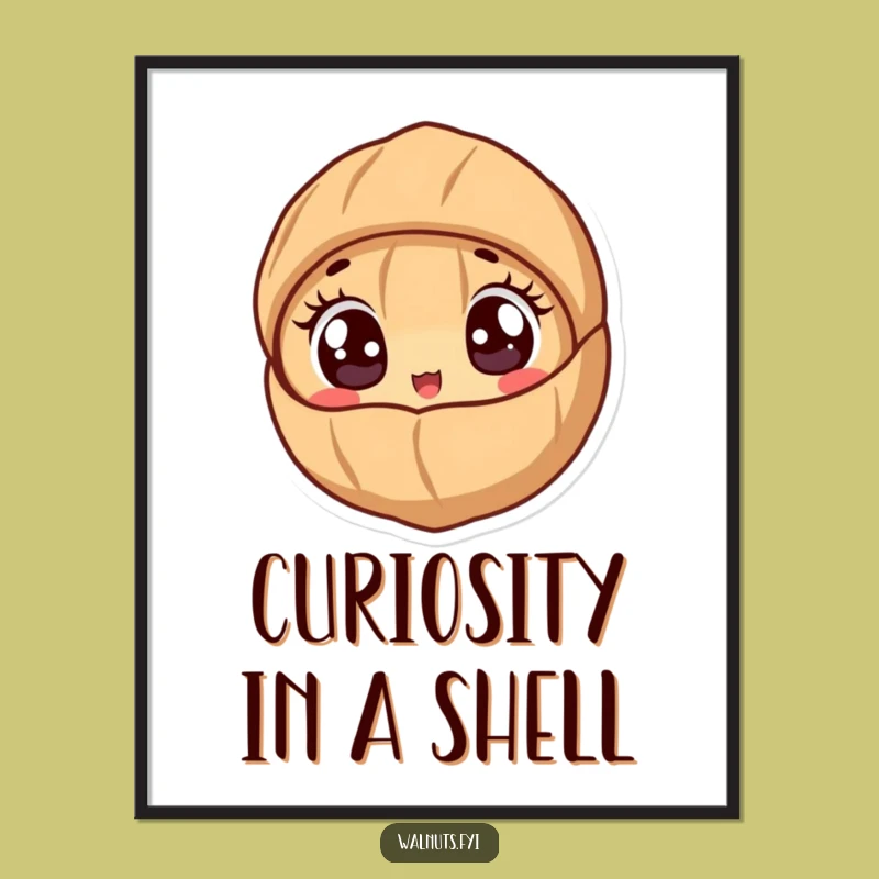 Funny Peeking Walnut Digital Print - Instant Cute Decor